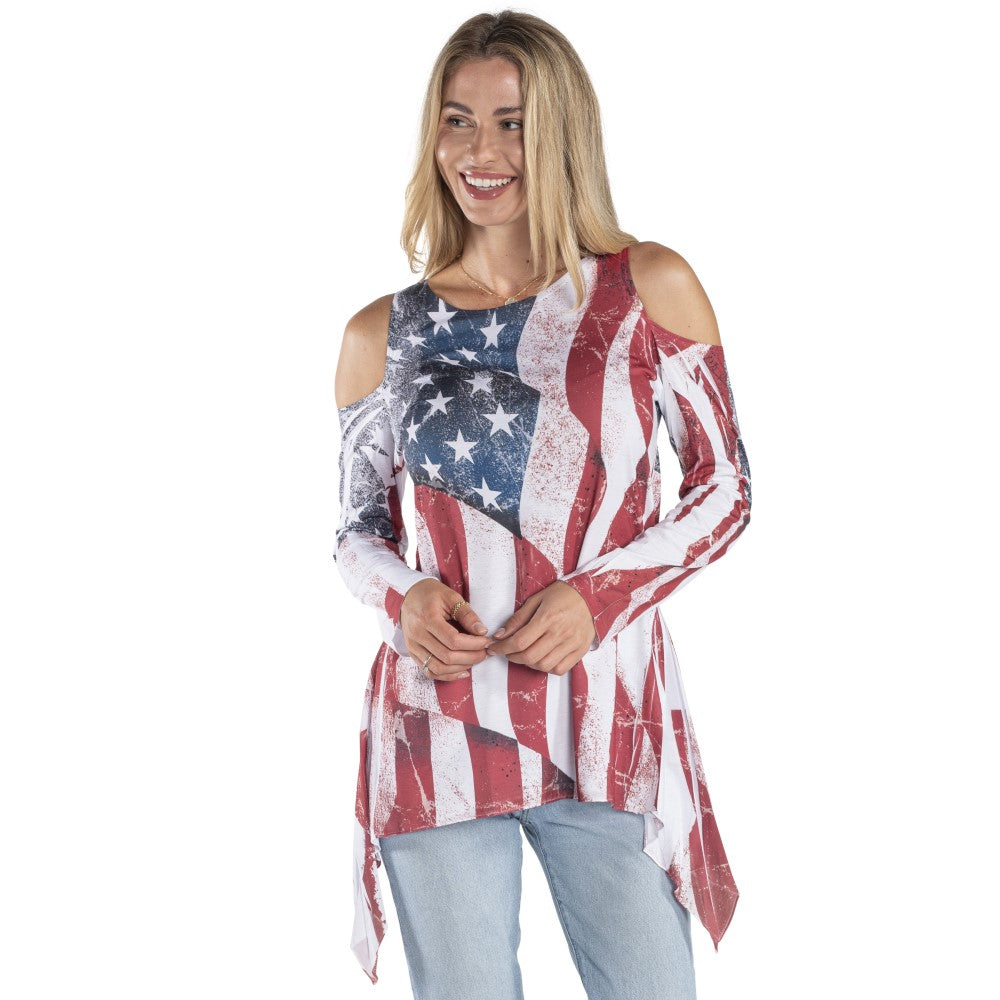 Women's Made in USA Cold Shoulder Tunic