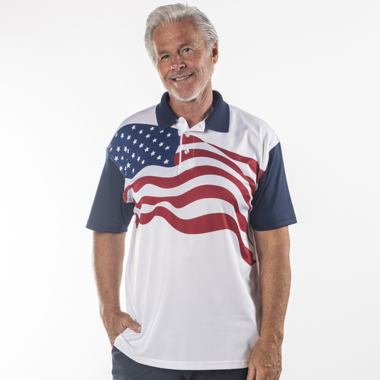 Men's Made in USA Old Glory Tribute Performance Polo Shirt
