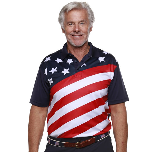 Men's Made in USA Stars and Stripes Diagonal Performance Polo Shirt