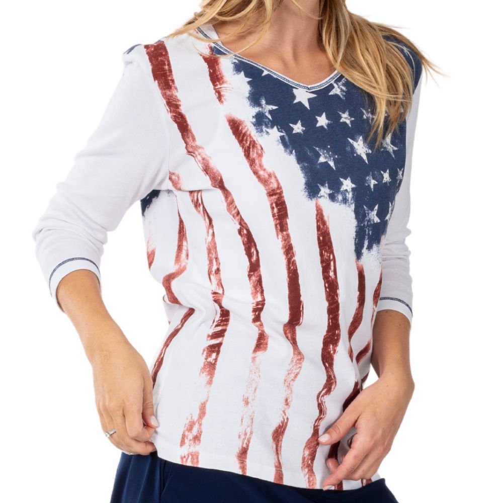 Women's Old Glory 3/4 Sleeve Top