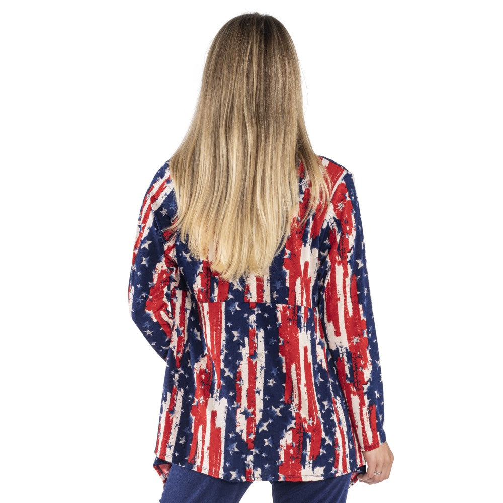 Women's Made in USA Stars and Stripes Sharkbite Cardigan