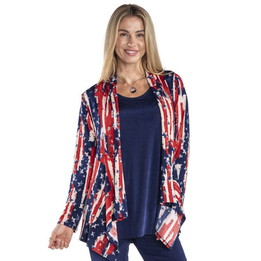 Women's Made in USA Stars and Stripes Sharkbite Cardigan