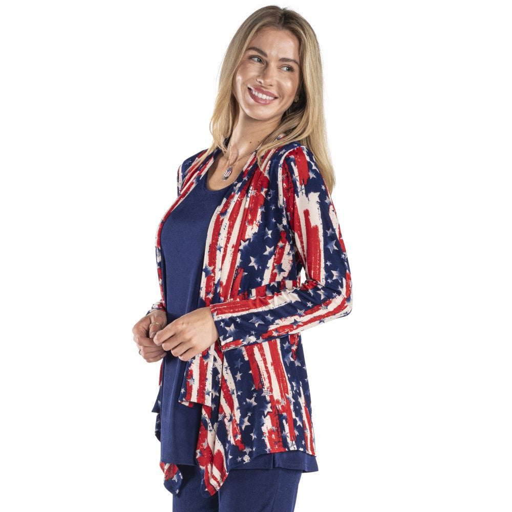 Women's Made in USA Stars and Stripes Sharkbite Cardigan