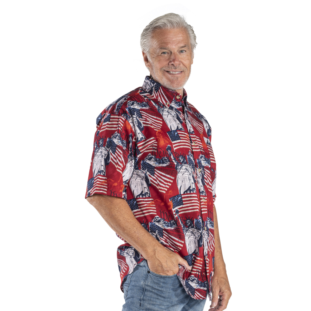 Men's History Buff Cotton Button-Down Short Sleeve Shirt