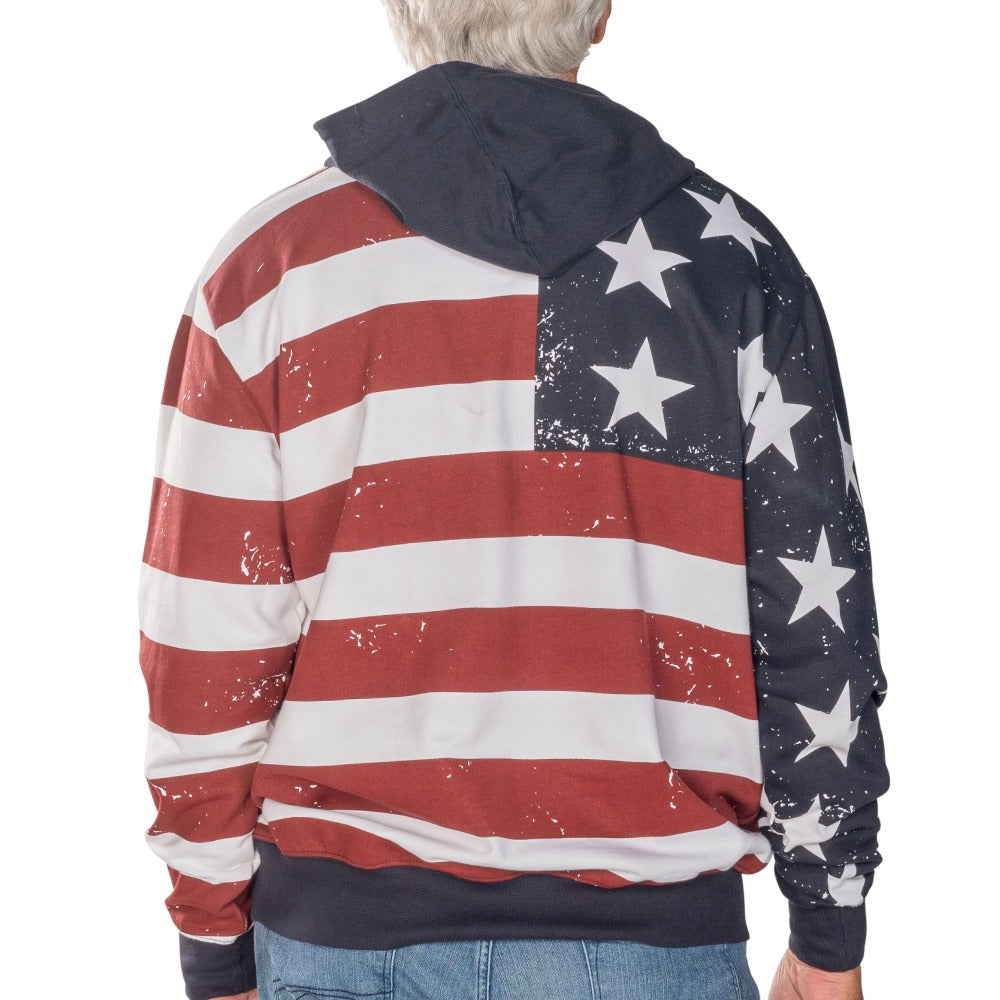 Men's Vintage American Flag Hoodie Sweatshirt